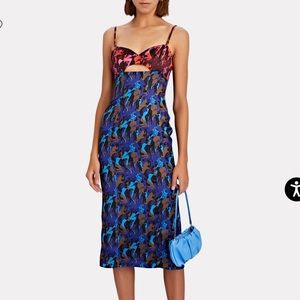 Staud Sketching Cut-Out Printed Midi Dress 00 worn once and sold out!